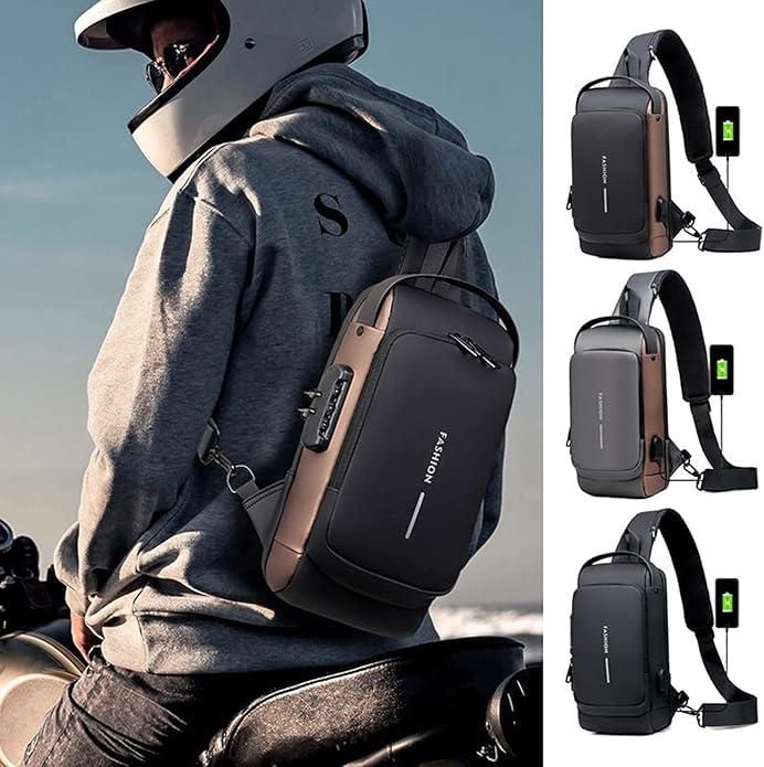 Unisex Anti-Theft Waterproof Crossbody Chest Bag with USB Charging Port